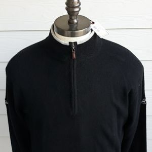 PETER MILLAR Black Sea Island CASHMERE Medium Mens Pullover‎ Zip Sweater NEW